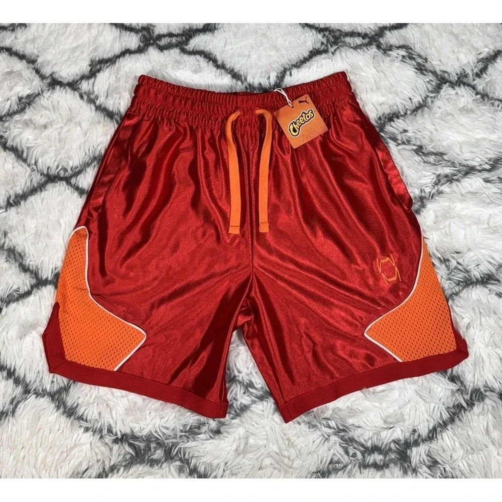 PUMA Hoops x Cheetos Basketball Shorts Red Orange Men's Sz S *NEW* 625871-01 $70
